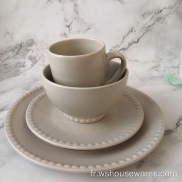 Ensembles de vaisselle en grès céramique 16 pièces